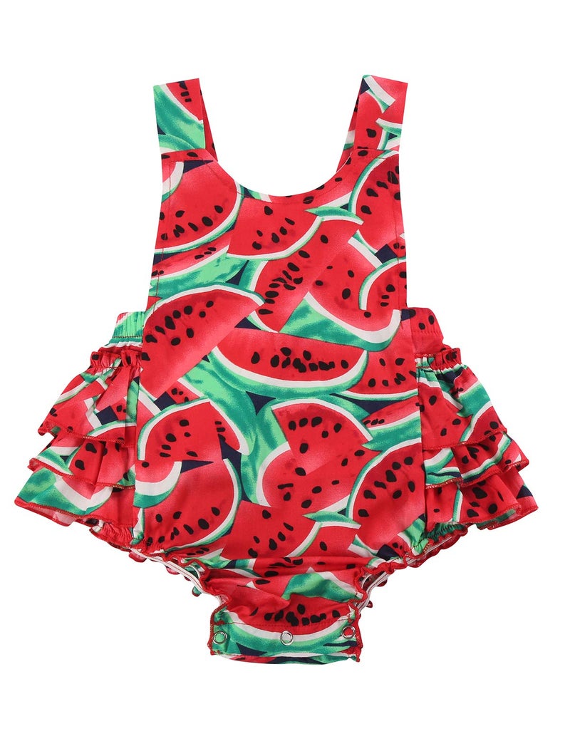PrinceSasa Baby Girl Clothes Watermelon Floral Ruffles Summer Cake Smash Outfits and Headband for Newborn Gifts,A20,7-12 Months(Size M) - Image 4